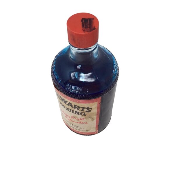 Mrs. Stewarts Liquid Bluing Vtg Laundry Whitening 10 oz Glass Bottle Luther Ford - Picture 3 of 9